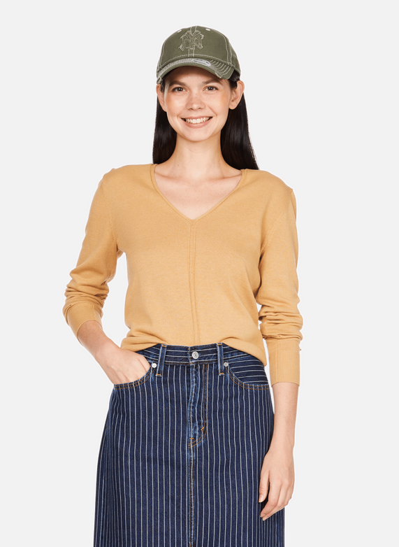CALVIN KLEIN COTTON SILK V-NECK S