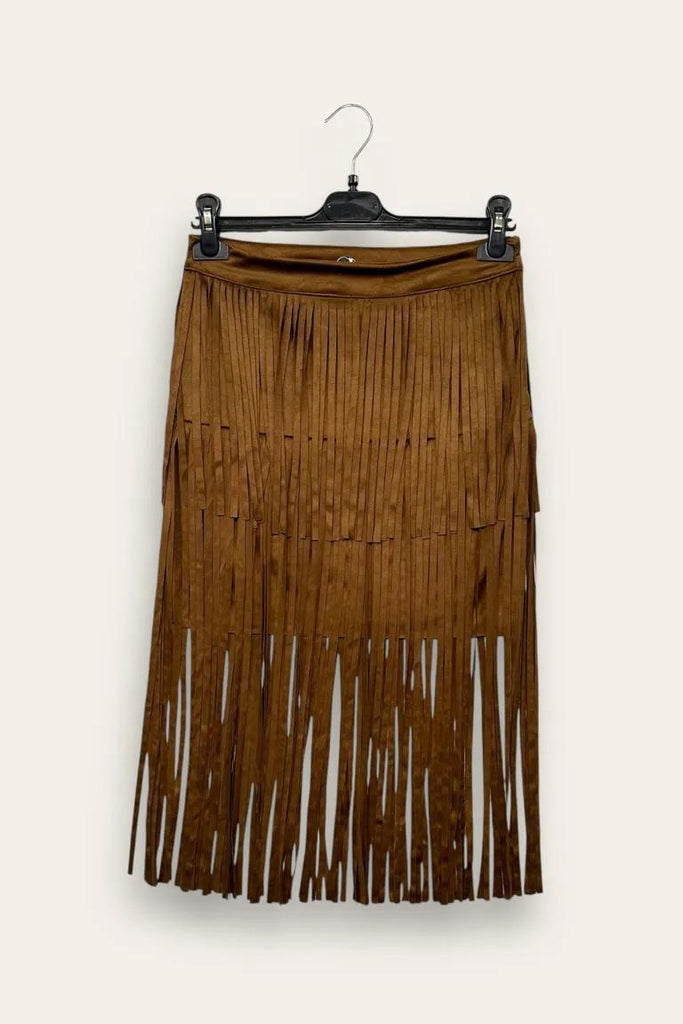 LOVEme Minigonna scamosciata con frange al ginocchio