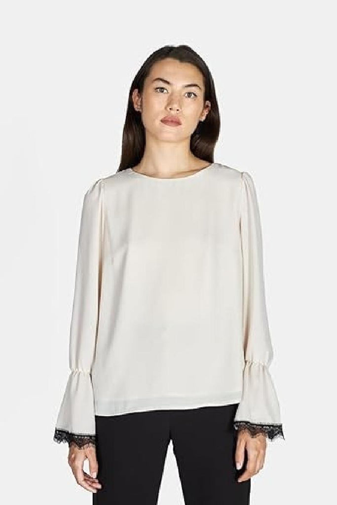 ARTIGLI BLUSA GIROCOLLO CON PIZZO A CONTRASTO