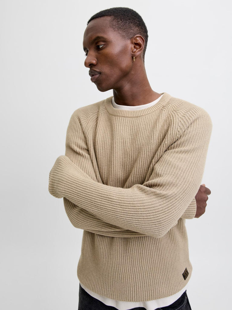 JACK AND JONES JJPANNEL KNIT CREW NECK AW25