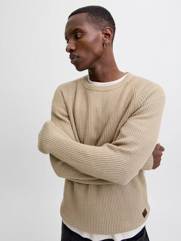 JACK AND JONES JJPANNEL KNIT CREW NECK AW25