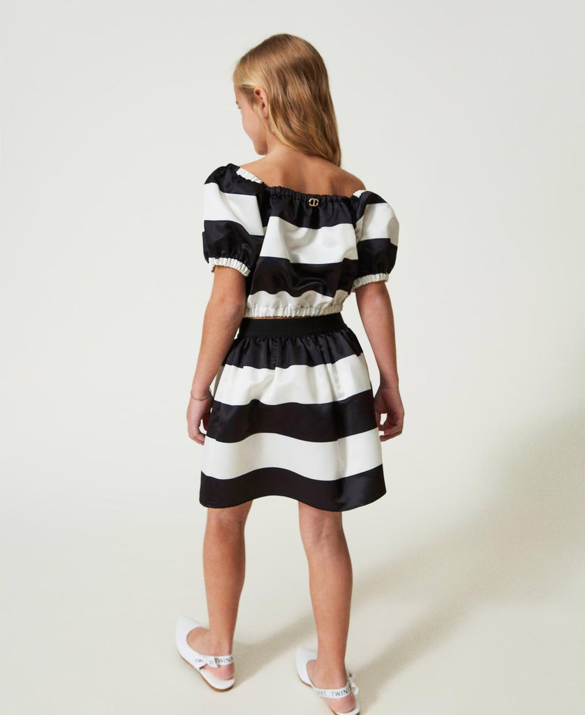 TWINSET BLUSA IN RASO STAMPA RIGHE