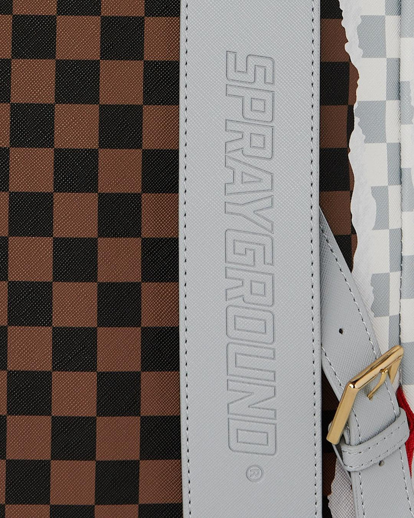SPRAYGROUND CREAM BROWN TEAR CHECK MONTECARLO