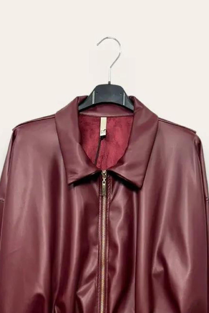 LOVEme Giacca in ecopelle morbida, con zip