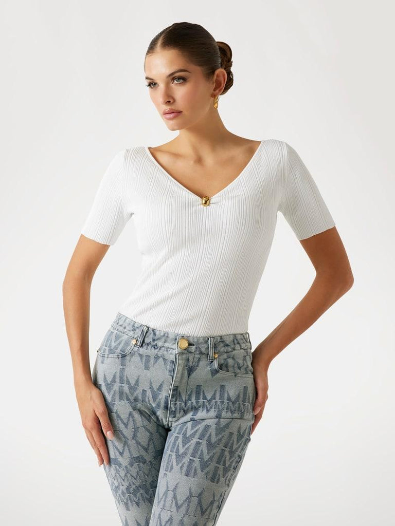 GUESS MARCIANO KATHLEEN SS RIBBED TOP SWTR