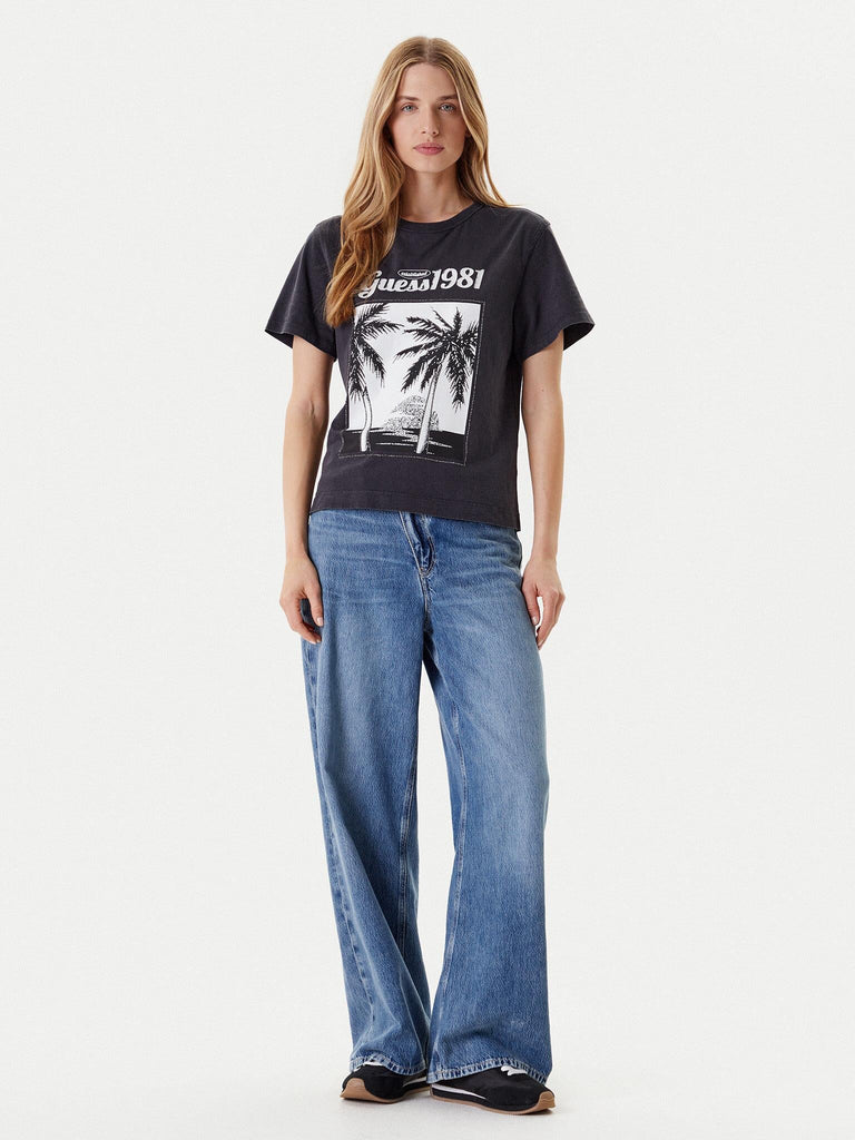 GUESS SS PALM PRINT WASHED TEE
