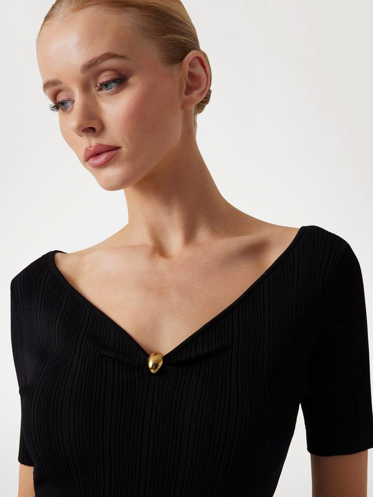 GUESS MARCIANO KATHLEEN SS RIBBED TOP SWTR