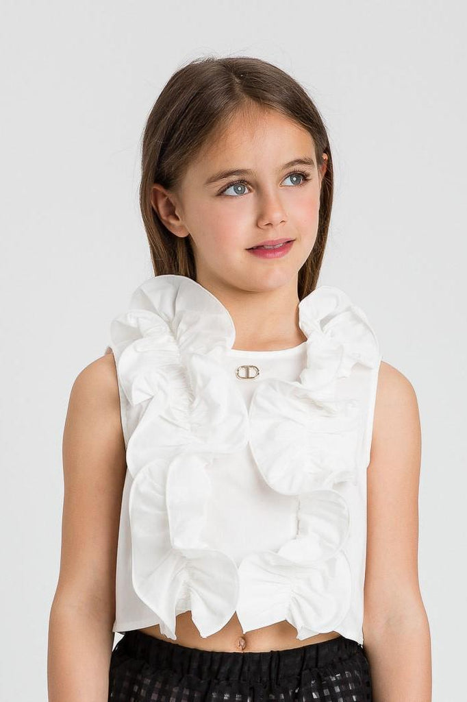 TWINSET TOP CON ROUCHES SUL DAVANTI IN POPELINE