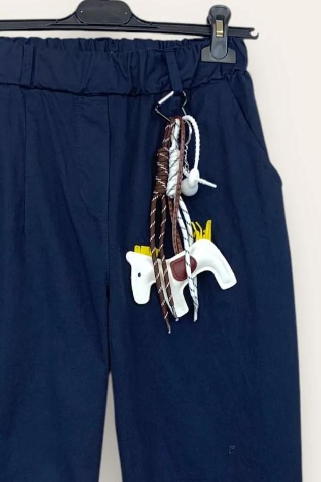 LOVEme Pantalone baggy con elastico in vita e portachiavi