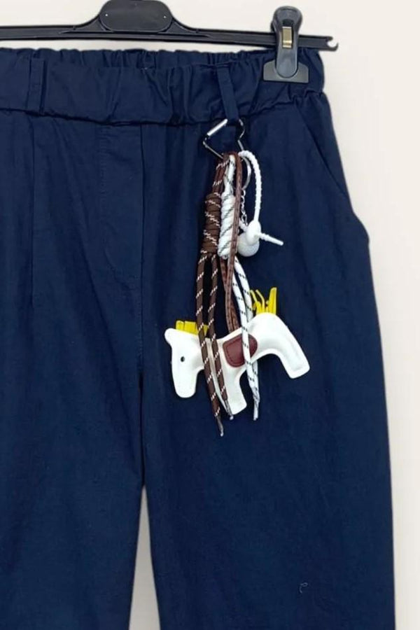 LOVEme Pantalone baggy con elastico in vita e portachiavi