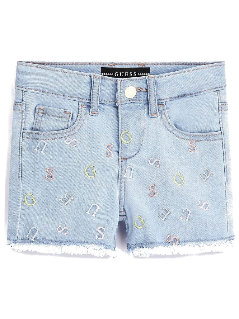GUESS DENIM SHORTS W/EMBY LETTERS