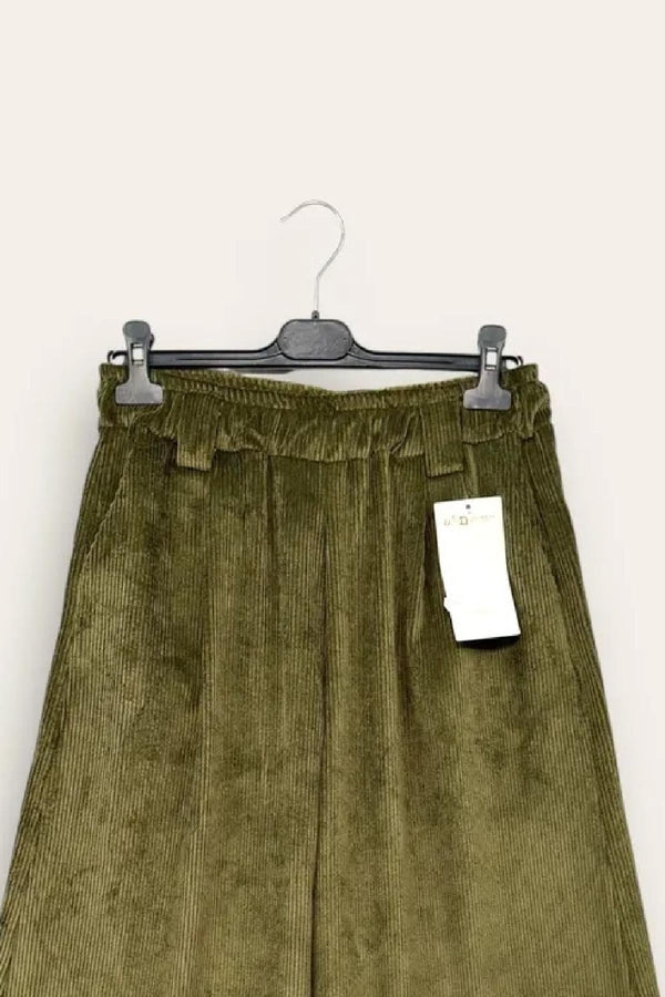 LOVEme Pantalone gaucho in velluto a coste con risvolto al fondo