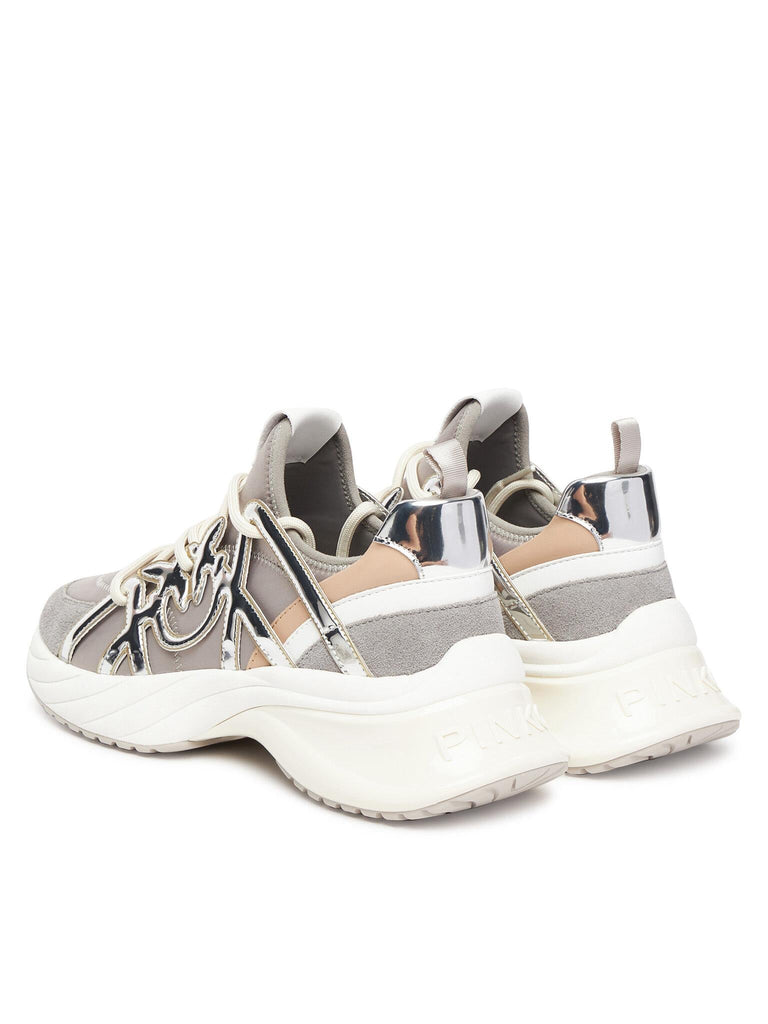 PINKO ARIEL 01 - SNEAKER SATIN/COW SUEDE/MIRROR CAGE
