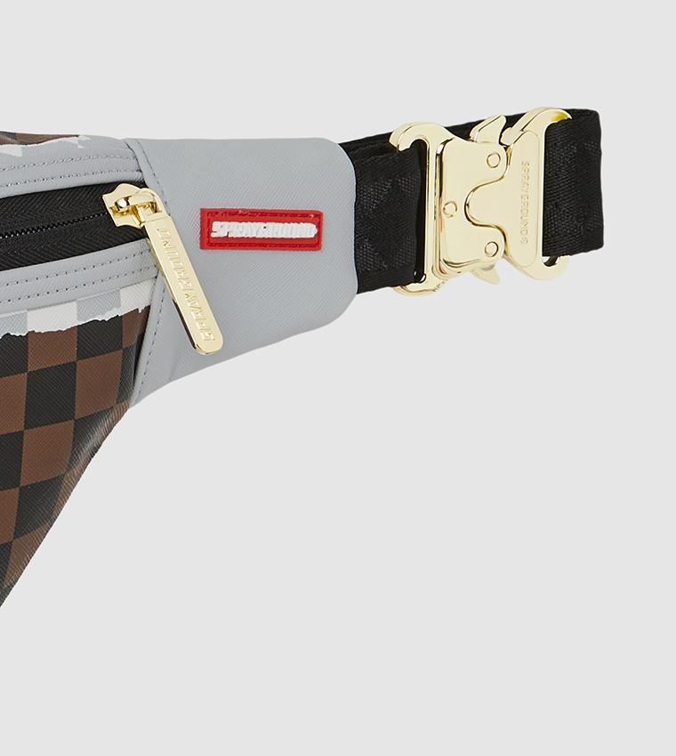 SPRAYGROUND CREAM BROWN TEAR CHECK SAVVY CROSSBODY