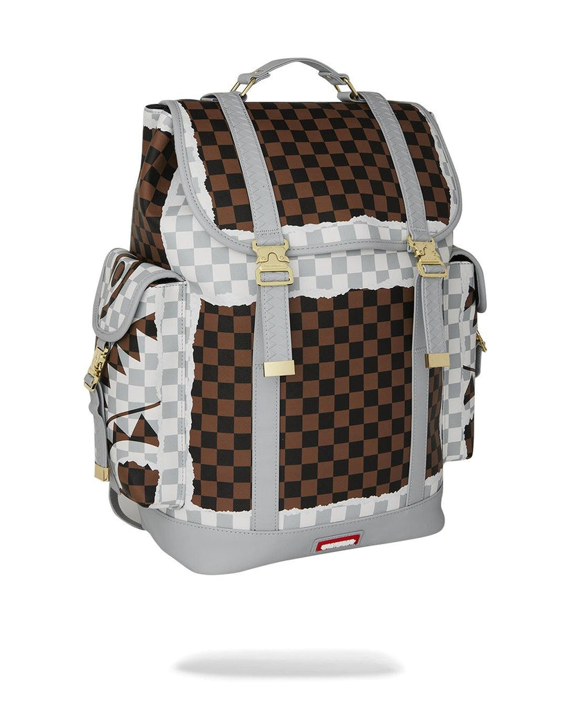 SPRAYGROUND CREAM BROWN TEAR CHECK MONTECARLO