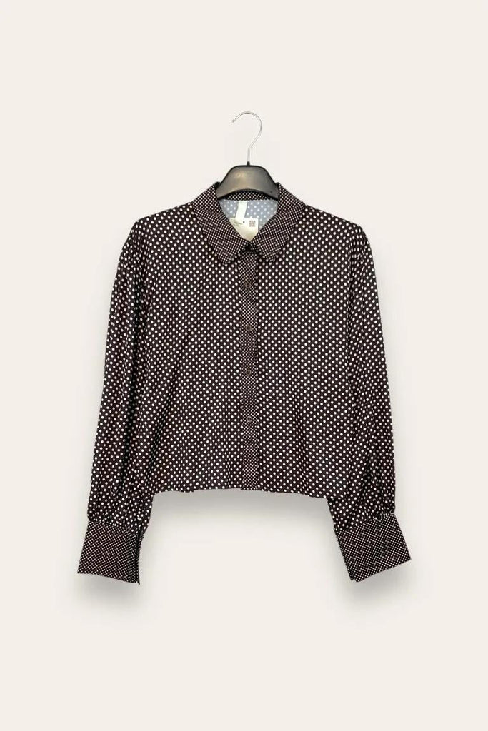 LOVEme Camicia crop a pois con profilo a pois più piccolo