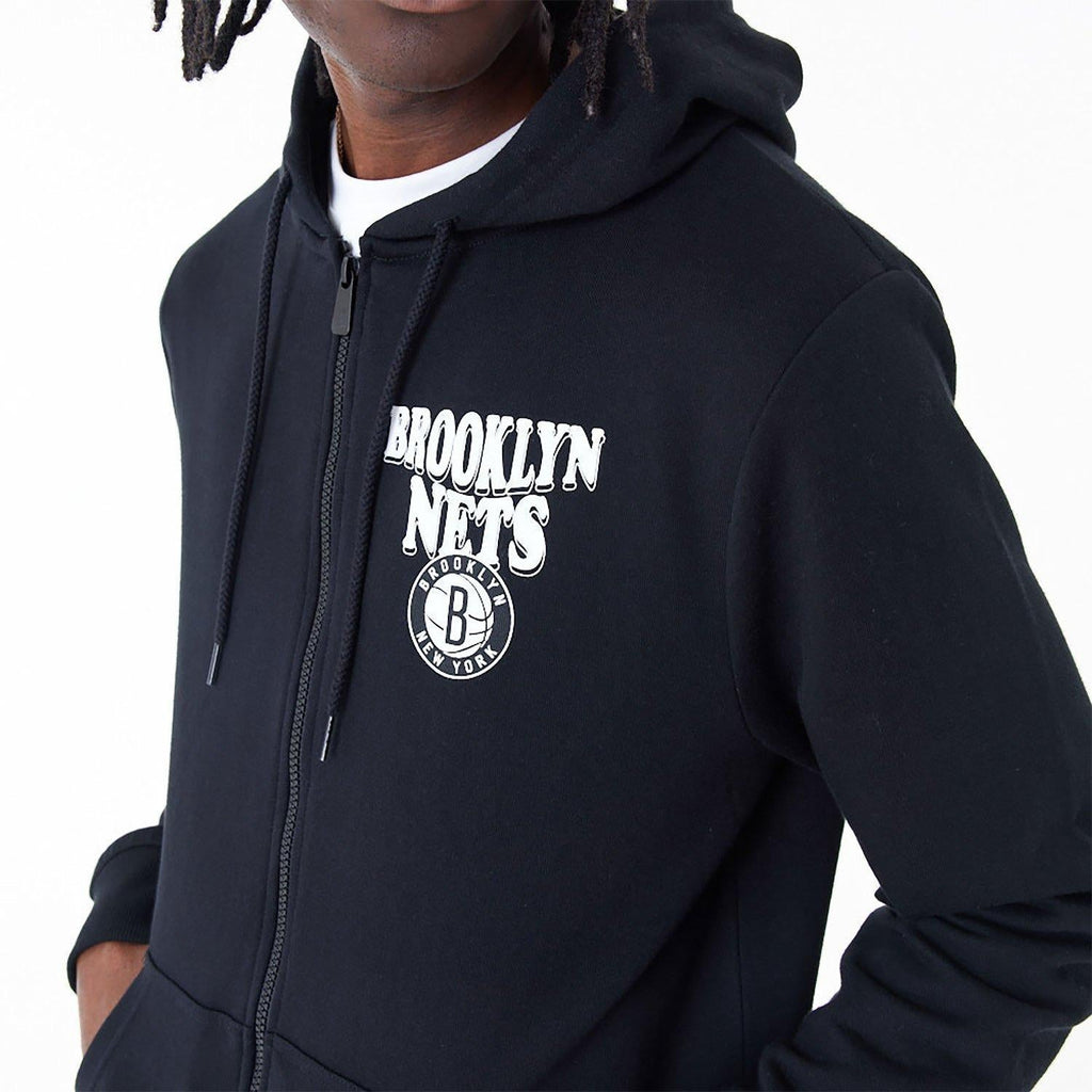 NEW ERA NBA SCRIPT FZ HOODY BRONET  BLKWHI