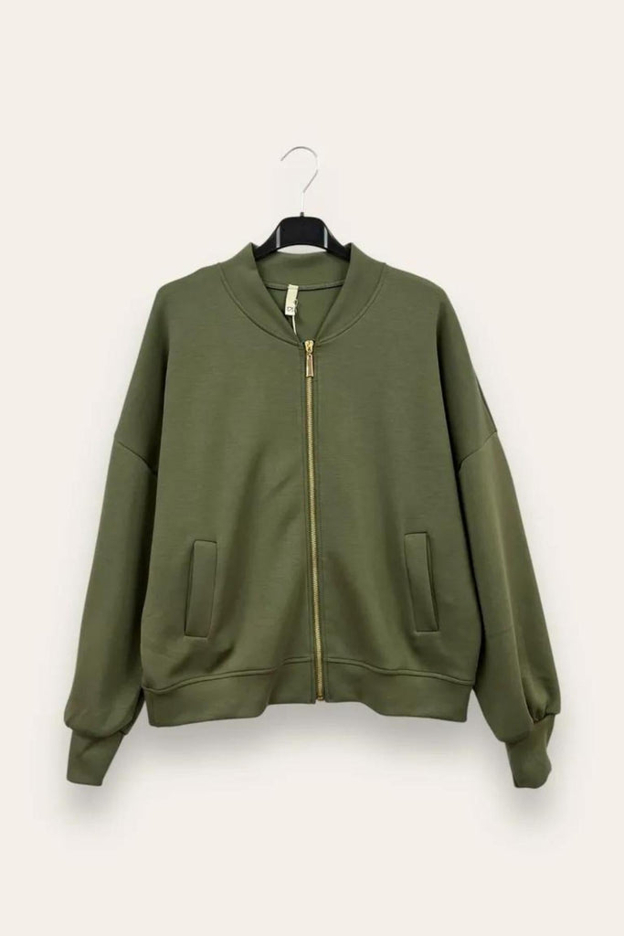 LOVEme Felpa bomber in scuba, zip e tasche