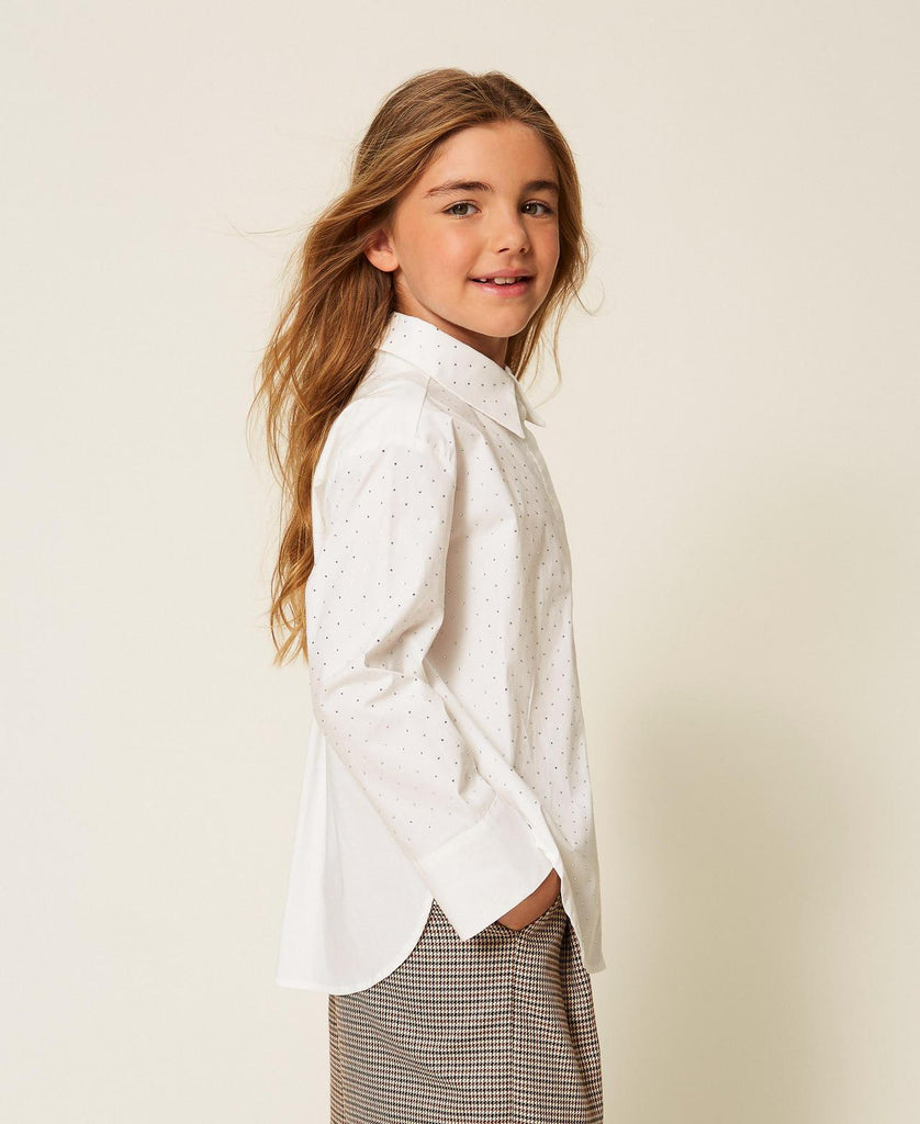 TWINSET CAMICIA IN POPLIN C/MICRO STRASS