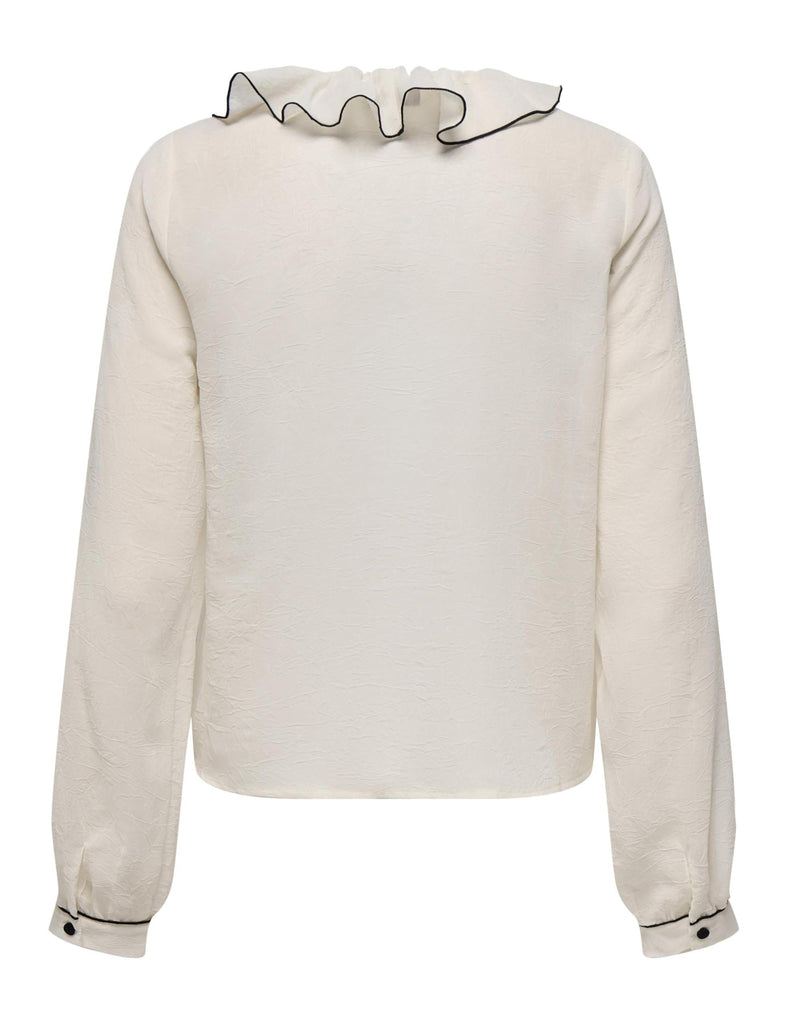 ONLY ONLEDITH LIFE LS V-NECK FRILL TOP WVN