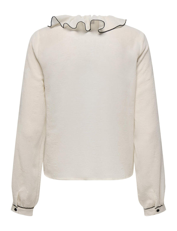 ONLY ONLEDITH LIFE LS V-NECK FRILL TOP WVN