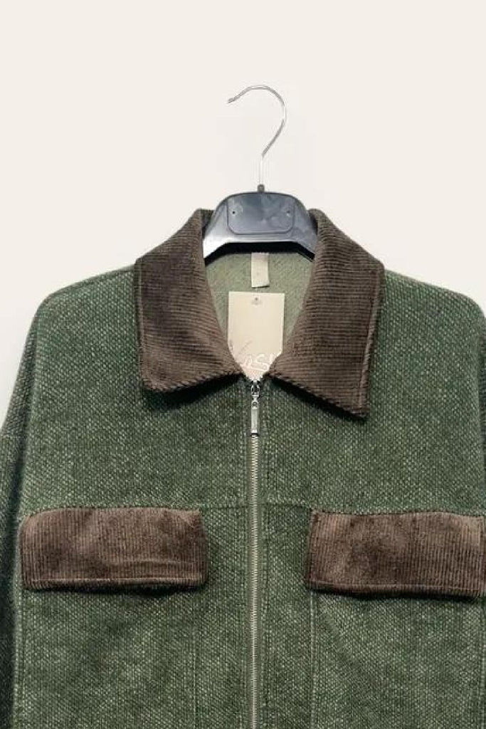 LOVEme Giacca pelosetta con colletto e tasche in velluto