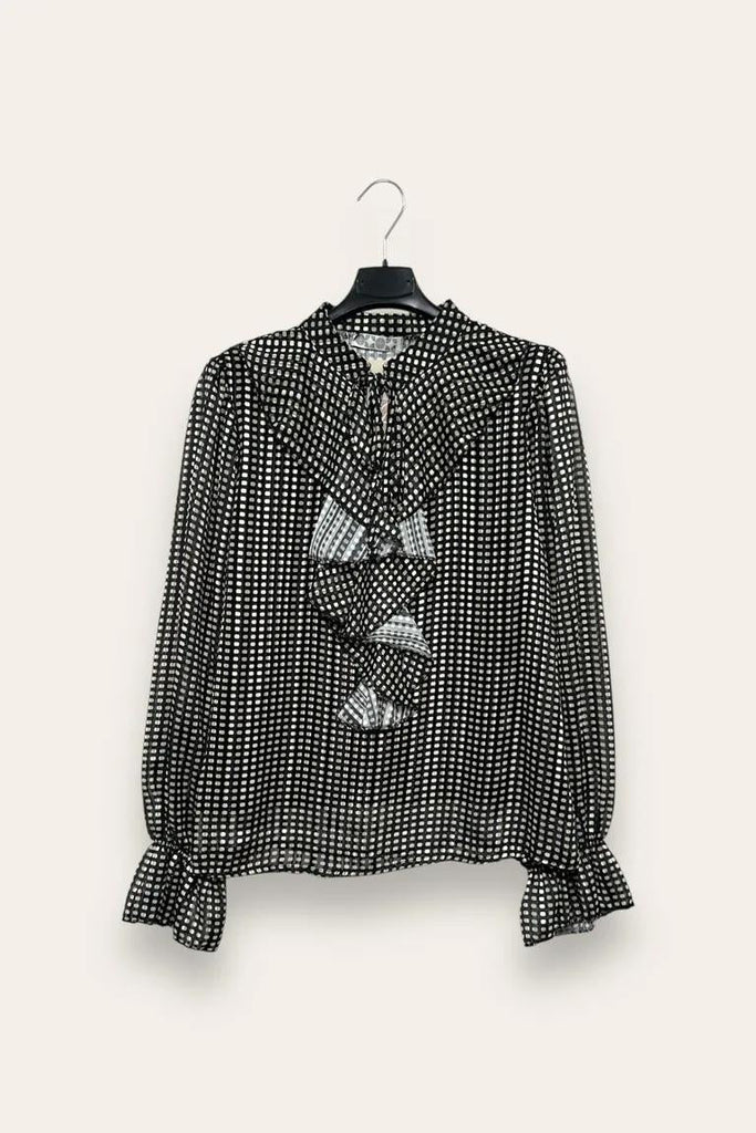 LOVEme Blusa in georgette con lurex e volant