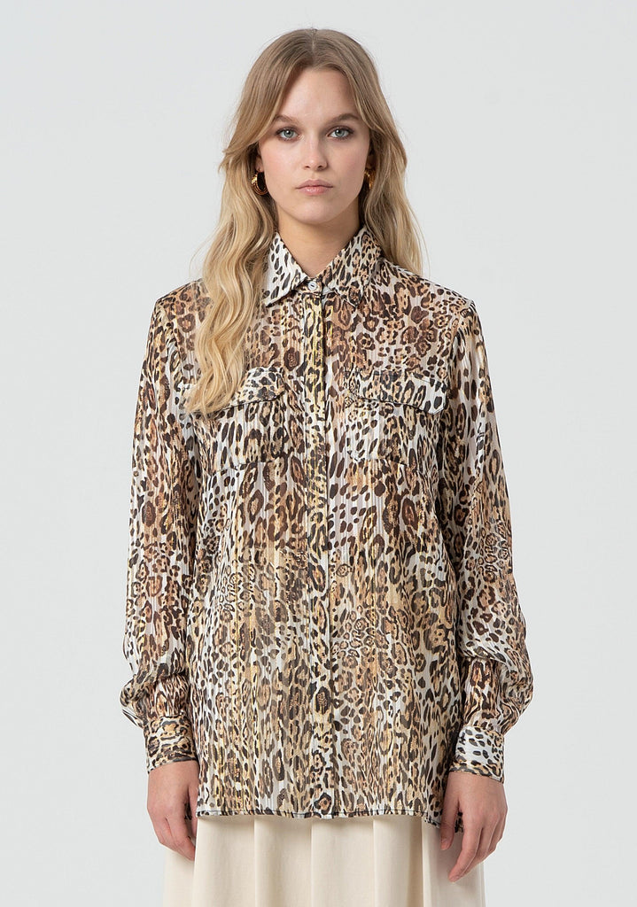 FRACOMINA PRINTED SHIRT SANDBLACK