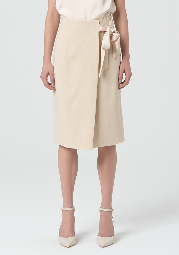 FRACOMINA MIDI SKIRT WITH FAKE BOW CLOSURE SA