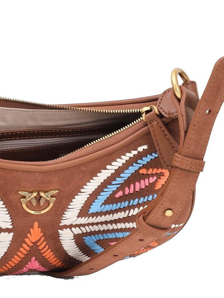 PINKO HALF MOON MINI FL SUEDE + RICA