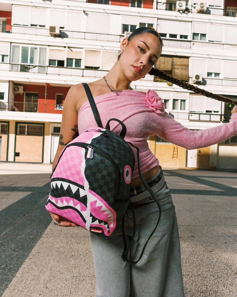 SPRAYGROUND PINK AND BLACK TEAR SIP SAVAGE BACKPACK