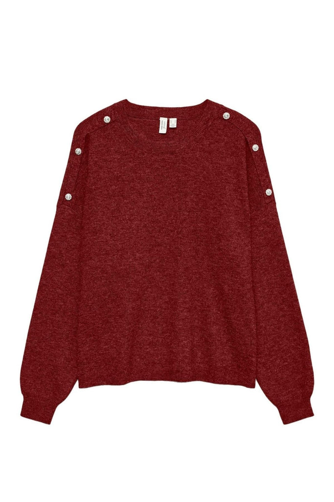 VERO MODA VMJOYA LS O-NECK BUTTON PULLOVER BTQ