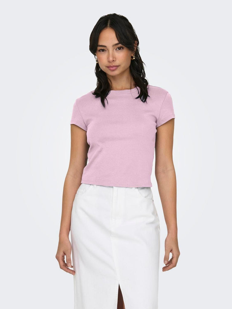 ONLY ONLELINA S/S O-NECK SHORT TOP JRS NOOS