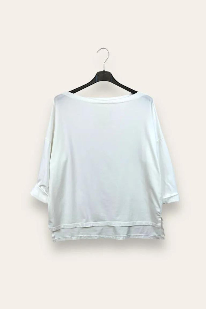 LOVEme Maglietta scollo a barca tinta unita