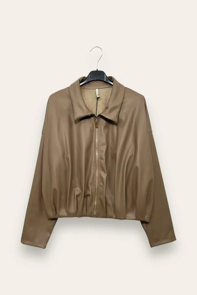 LOVEme Giacca in ecopelle morbida, con zip