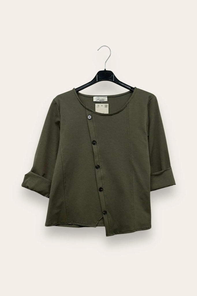 LOVEme Blusa punto milano con bottoni decorativi trasversali