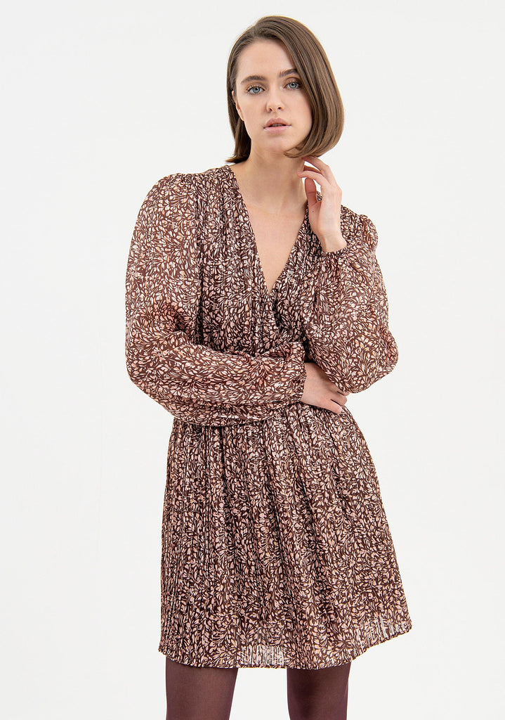 FRACOMINA SHORT DRESS PRINT BROWNPOWDER