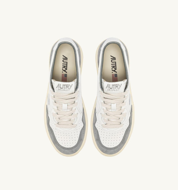 AUTRY Sneakers Autry Medalist Low in pelle di capra e suede Bianco/Grigio