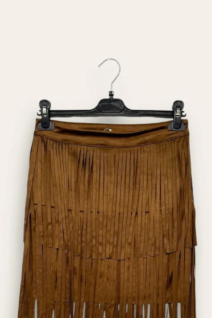 LOVEme Minigonna scamosciata con frange al ginocchio