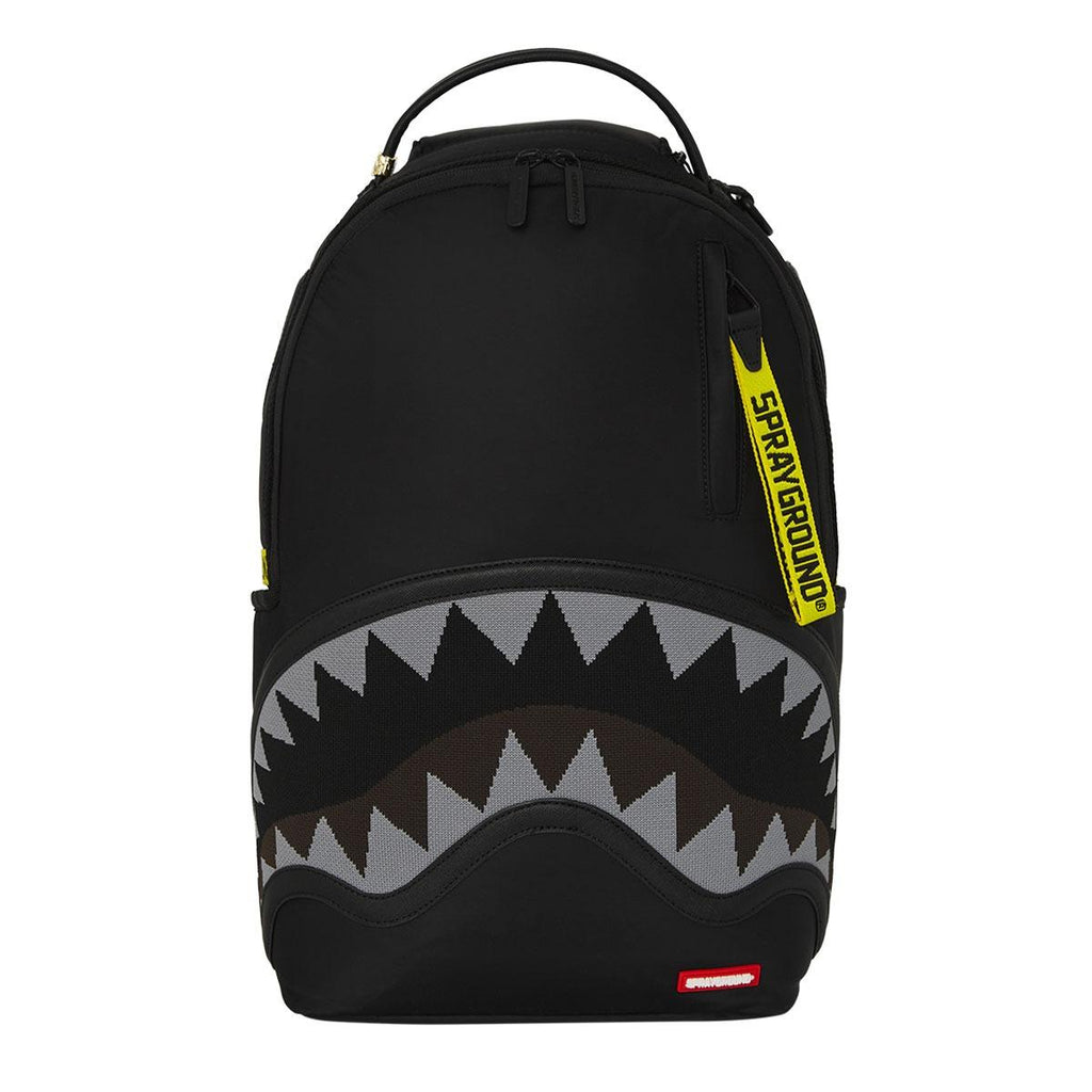 SPRAYGROUND SHARK CENTRAL YELLOW TAPE DLX SATIN BACKPACK