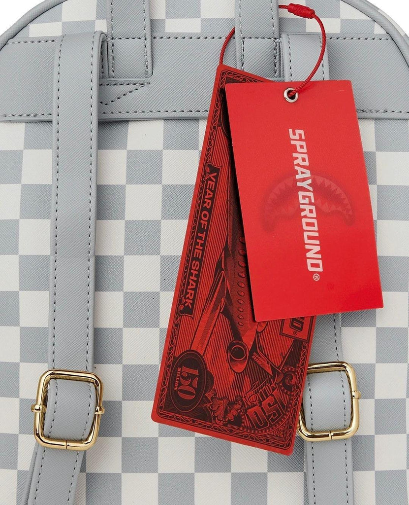 SPRAYGROUND CREAM BROWN TEAR CHECK SAVAGE BACKPACK