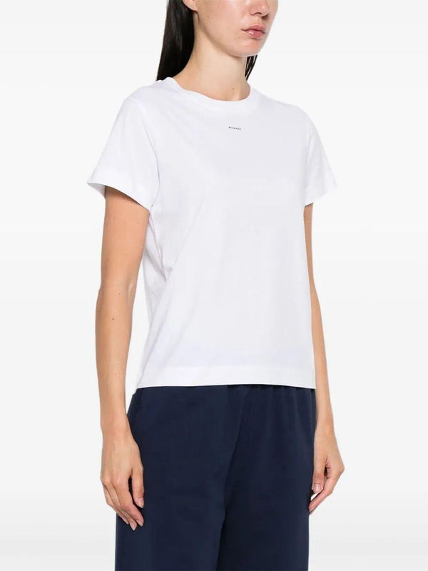 PINKO BASICO T-SHIRT JERSEY LOGO PIN