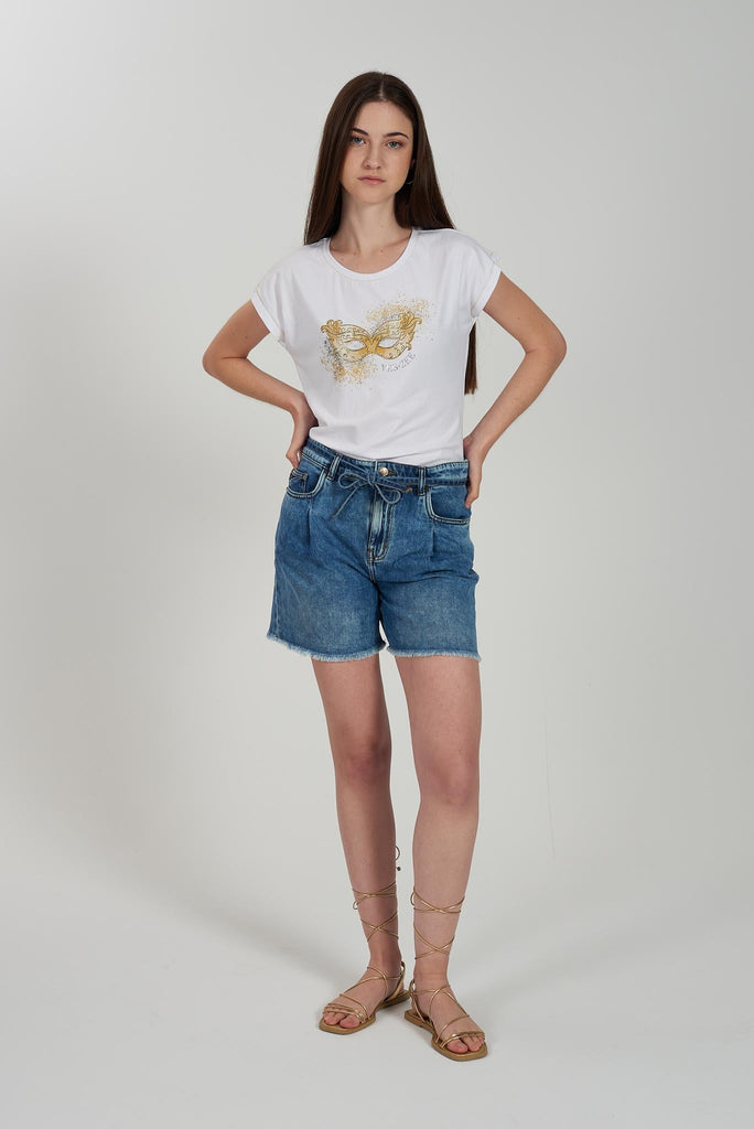 YES ZEE SHORTS JEANS DONNA 5 TASCHE CON PINCES