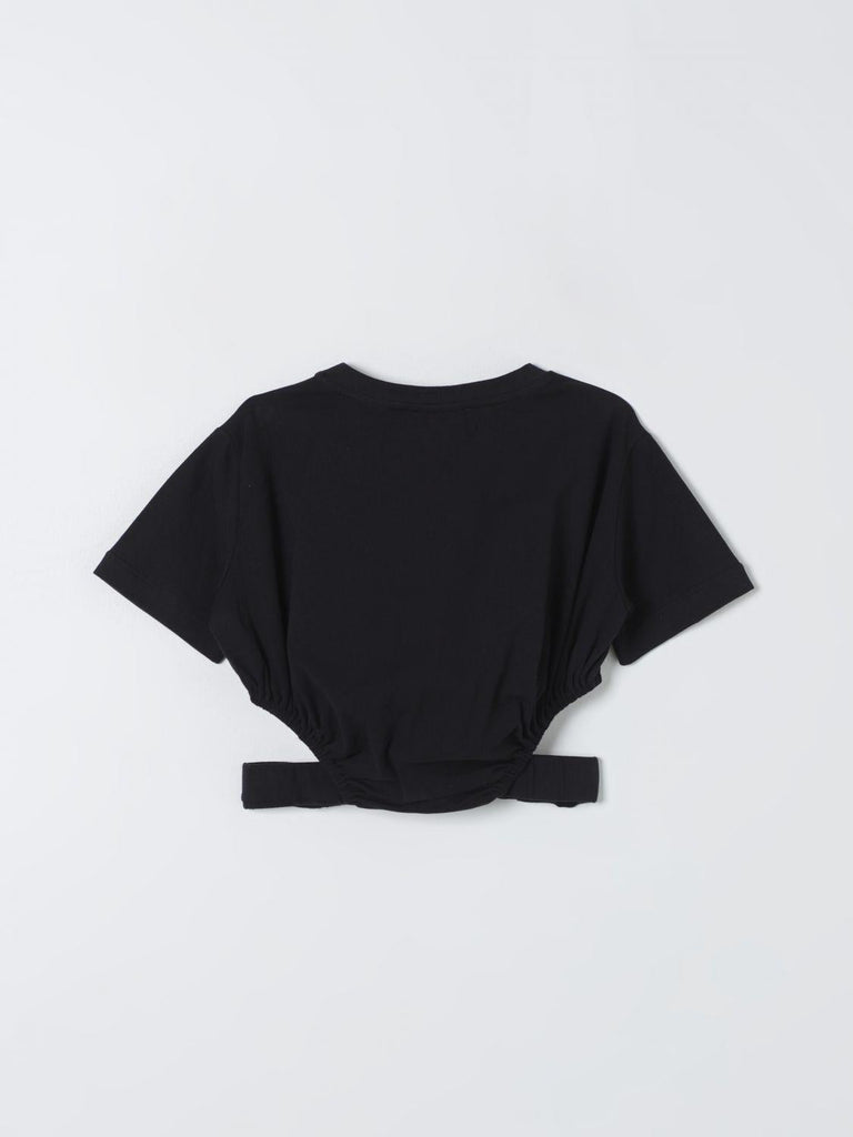 ELISABETTA FRANCHI La Mia Bambina T-SHIRT CON APERTURE E PLACCA NERO