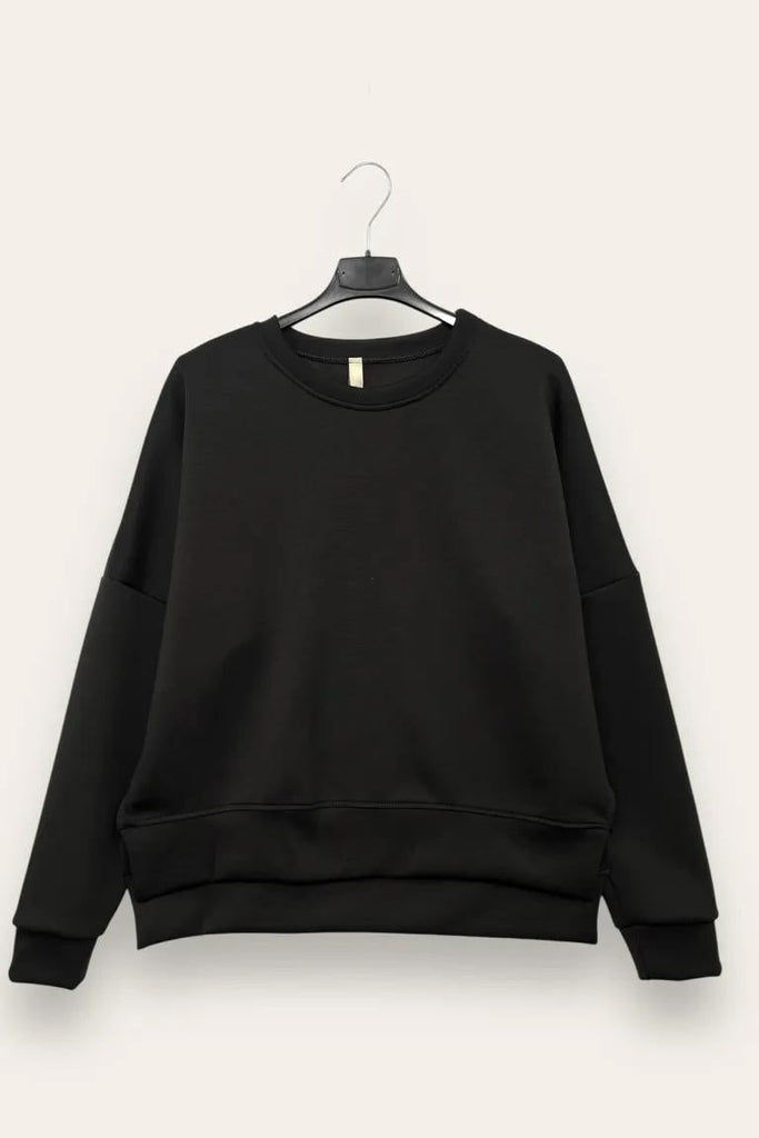 LOVEme Felpa girocollo in scuba, più lunga dietro