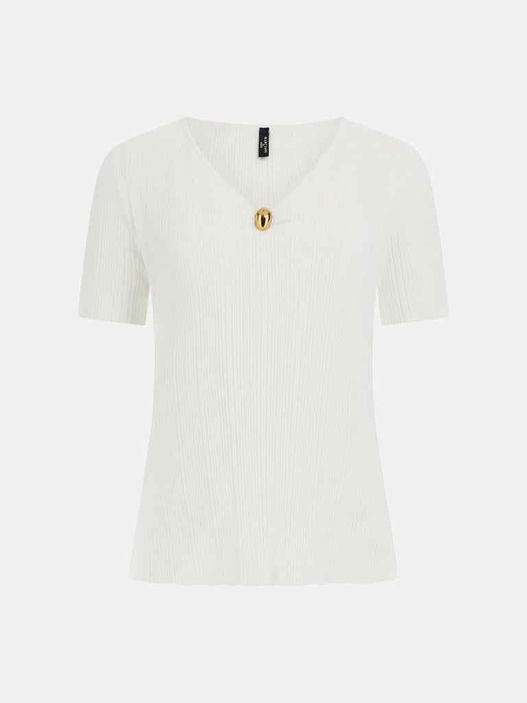 GUESS MARCIANO KATHLEEN SS RIBBED TOP SWTR
