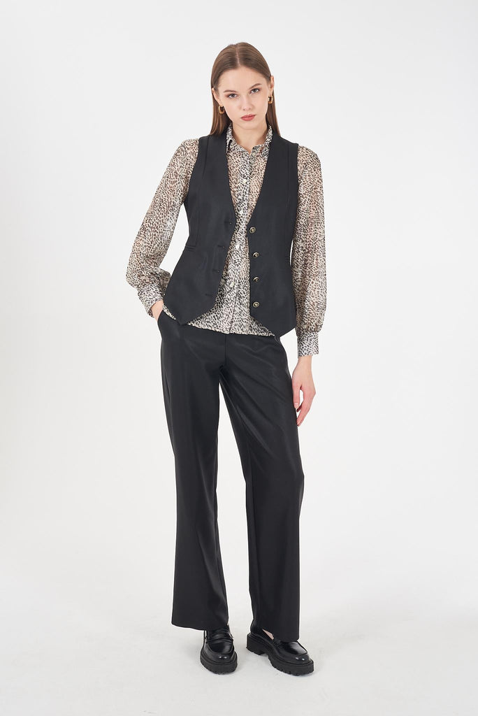 YES ZEE PANTALONE DONNA CON VITA DIETRO ARRICCIATA