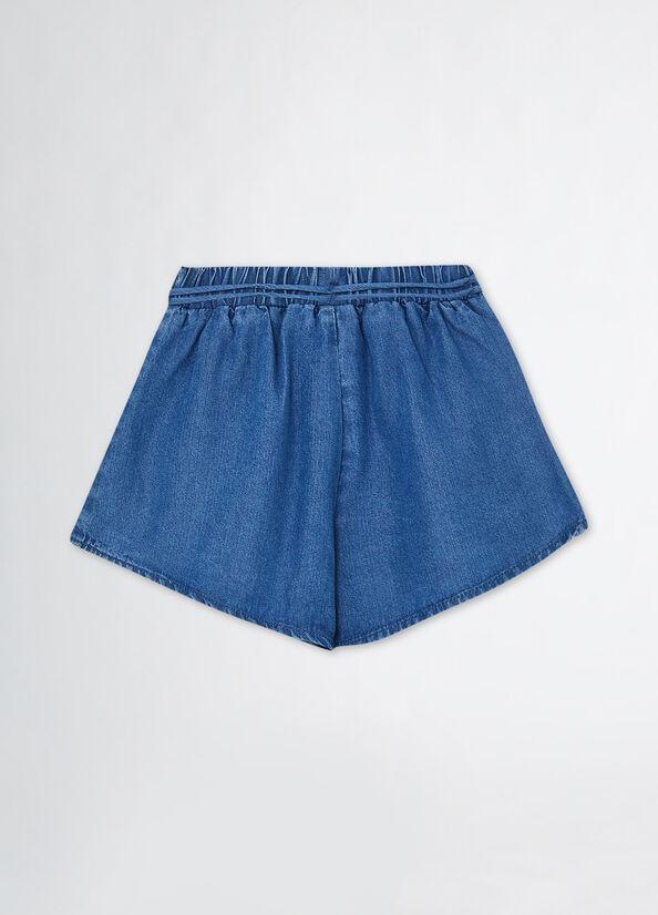 LIU JO PANT.DENIM SHORT C/CINT.FIORE