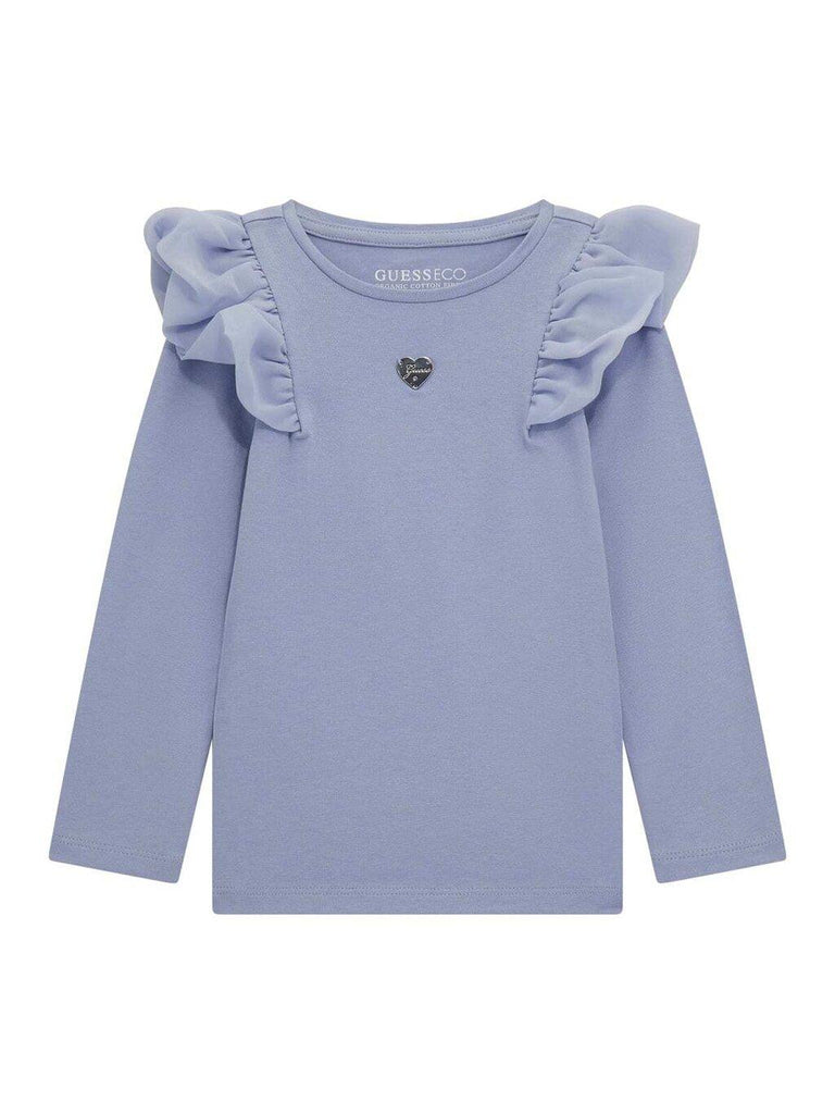 GUESS LS T-SHIRT W/SHOULDER FRILLS