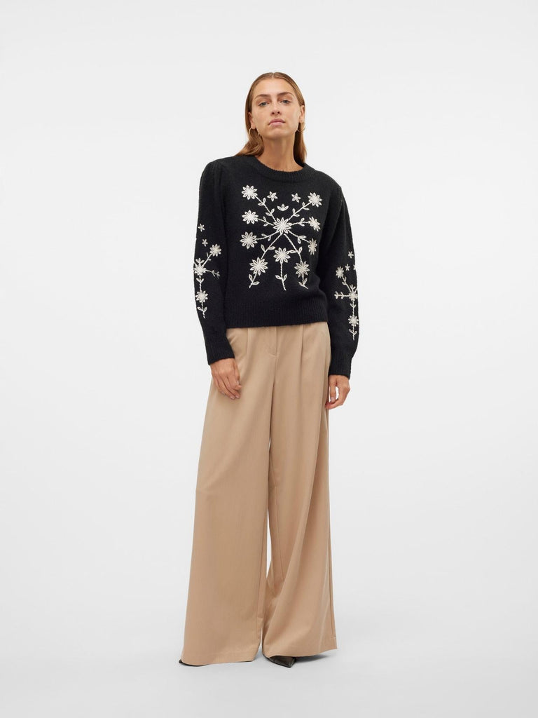 VERO MODA VMGAIA LS O-NECK EMBROIDERY PULLOVER GA